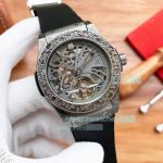 Copy Hublot Big Bang Hollow Grey Bezel Perfume Rubber Strap Men’s Watch 43mm